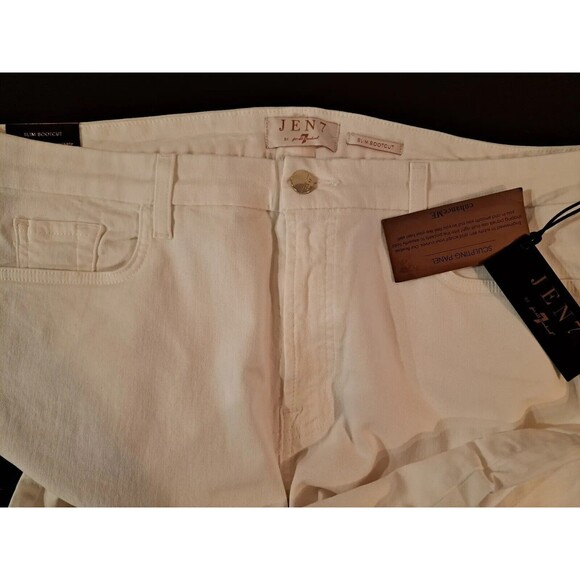 7 For All Mankind Jen 7 Slim Bootcut White Denim Jeans Casual Women's 12 NWT! - Picture 6 of 11